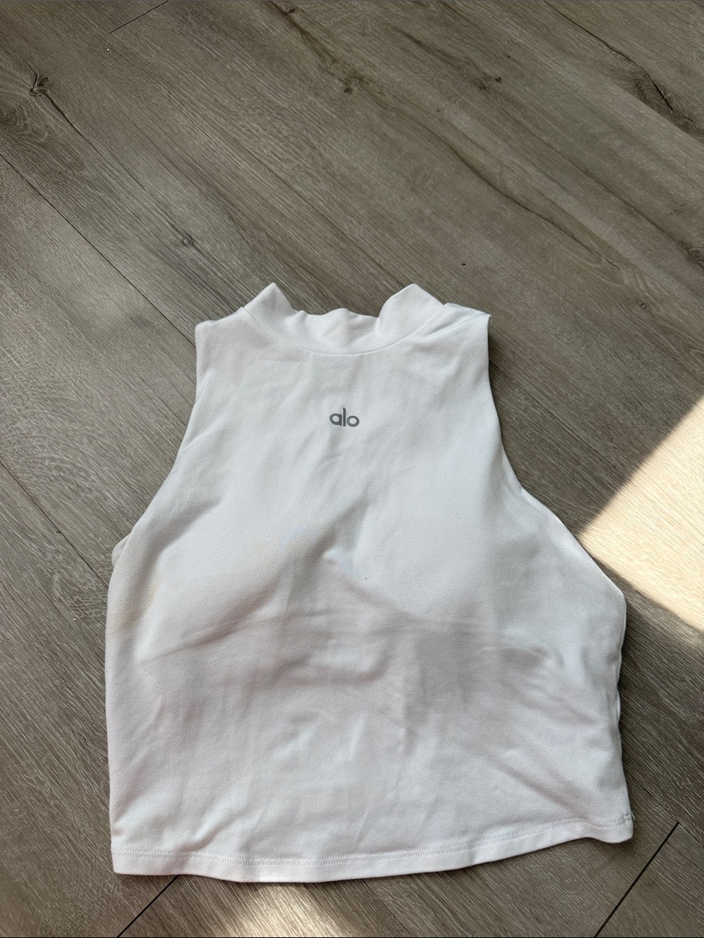 ALO Yoga White High Neck Tank Top